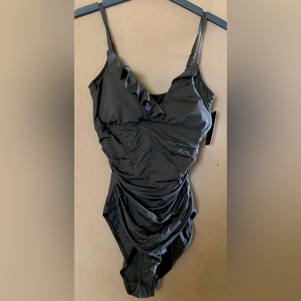 Black Ruffled One-Piece Swimsuit